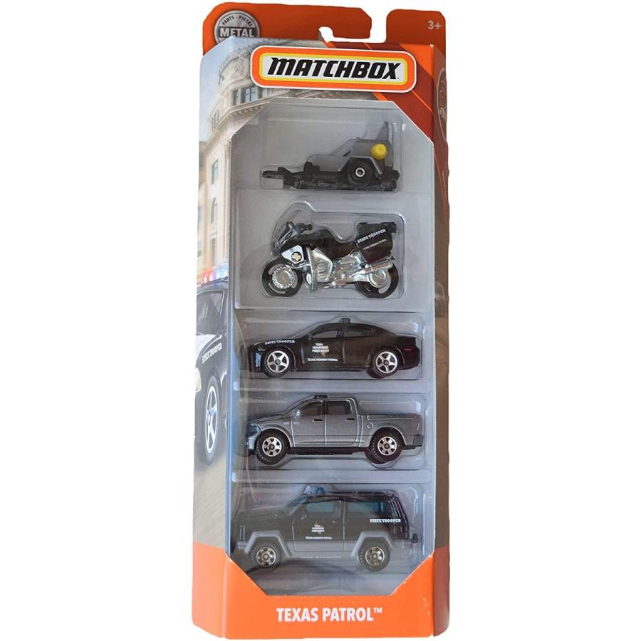 擦り付け木ボックス席 マテル ミニカー 0887961848465 Matchbox Texas Patrol 5 Pack, Rescue Series ミニカー-模型、プラモデル