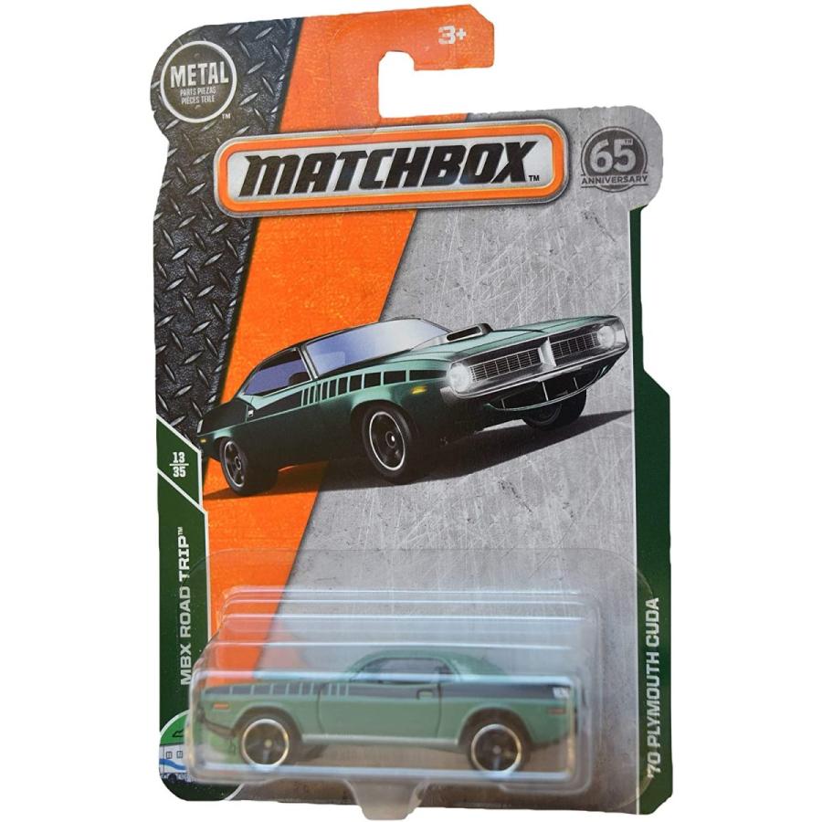 マッチボックス マテル ミニカー Matchbox Road Trip 13/35 '70 Plymouth Cuda 19/125, Green