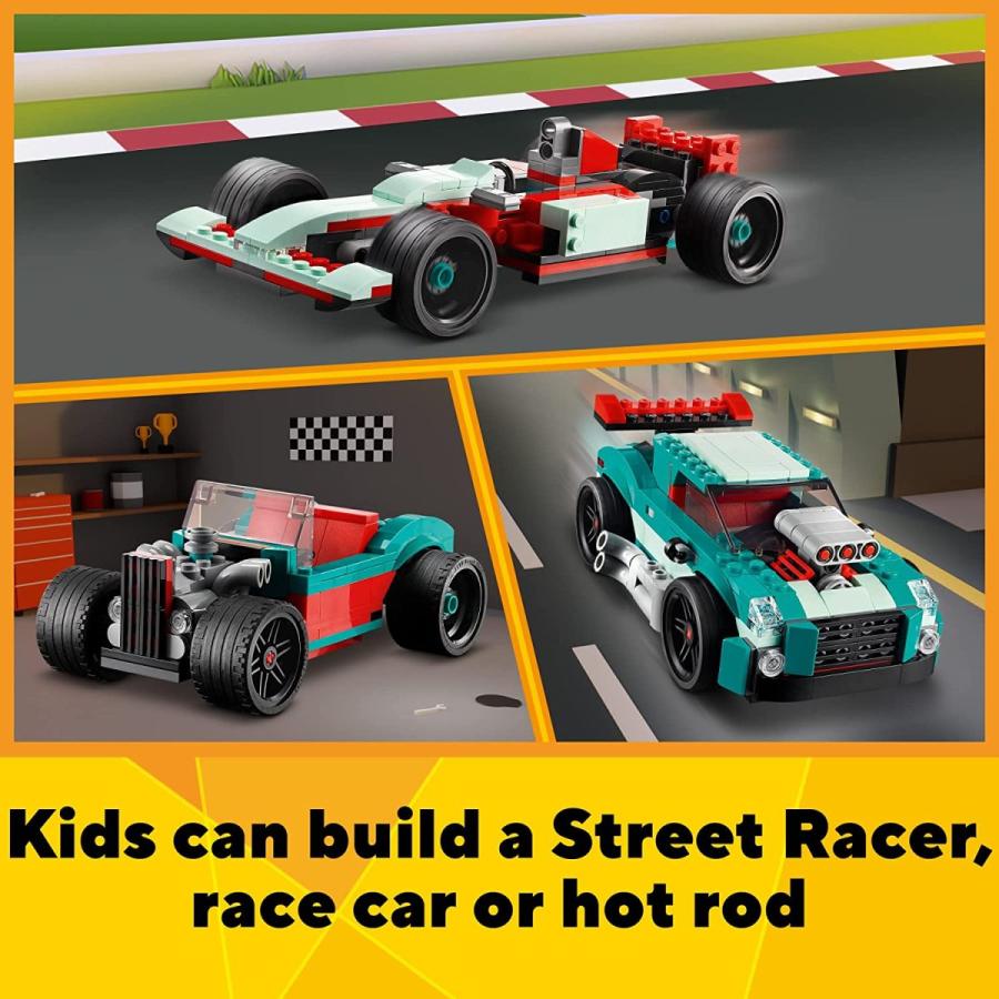 レゴ クリエイター 31127 LEGO Creator 3 in 1 Street Racer Car， Rebuildable Kit Transforms to a Muscle C