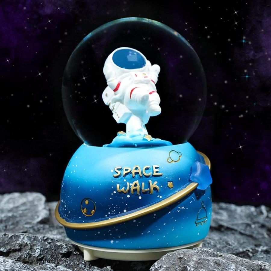 スノーグローブ 雪 置物 snow globe Astronaut Snow Globes for Kids,80MM Musical Glitter Snow Globe to pd