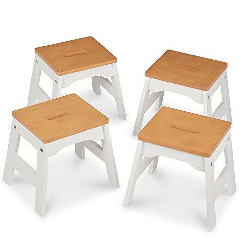メリッサ\u0026ダグ 手あそび おままごと 30478 Melissa \u0026 Doug Wooden Stools - Set of 4 (White/Natural) おもちゃ-ゲーム、おもちゃ-遊具
