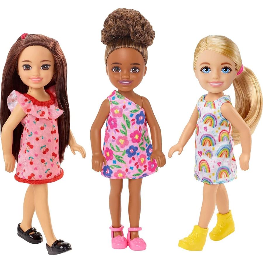バービー バービー人形 HJV92 Barbie Chelsea Dolls， Set of 3: 1 Blonde & 2 Brunette Small Dolls with R