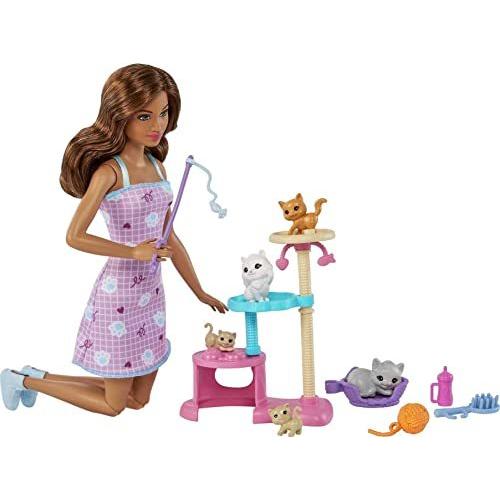 バービー バービー人形 HHB70 Barbie Kitty Condo Doll & Pets， Cat Tree Toy Playset with 5 Kitten Figur