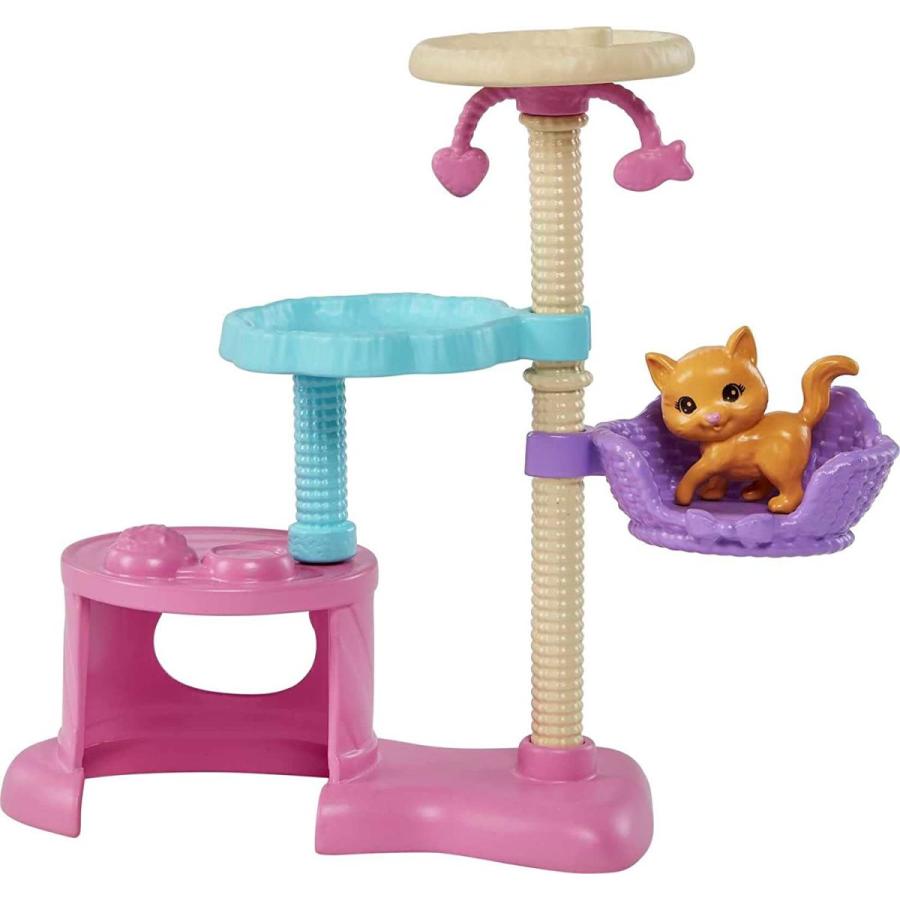 バービー バービー人形 HHB70 Barbie Kitty Condo Doll & Pets， Cat Tree Toy Playset with 5 Kitten Figur_3
