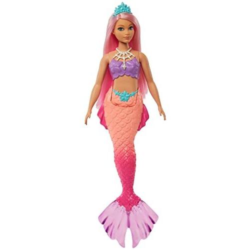 バービー バービー人形 HGR09 Barbie Dreamtopia Mermaid Doll with Curvy Body， Pink Hair， Ombre Tail &