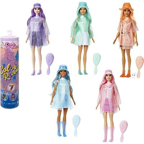 バービー バービー人形 HCC57 Barbie Color Reveal Doll with 7 Surprises, Color Change and Accessories,