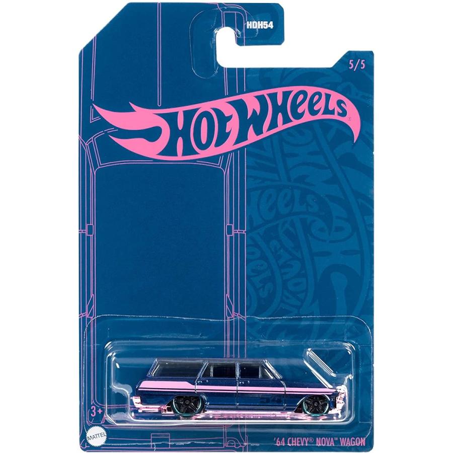 ホットウィール マテル ミニカー HDH60 Hot Wheels Pearl and Chrome 2022 64 Chevy Nova Wagon 5/5_3