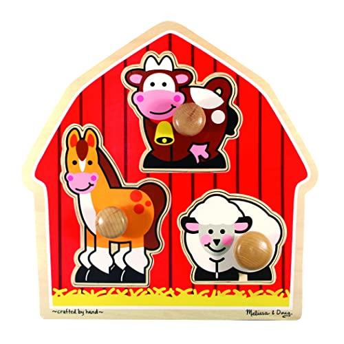 メリッサ&ダグ おもちゃ 知育玩具 MND2054 Melissa & Doug Barnyard Animals Jumbo Knob Puzzle， Woode