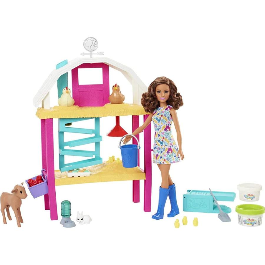 バービー バービー人形 HGY88 Barbie Doll and Playset with Coop, Animals, Dough, Molds and More, Hatch