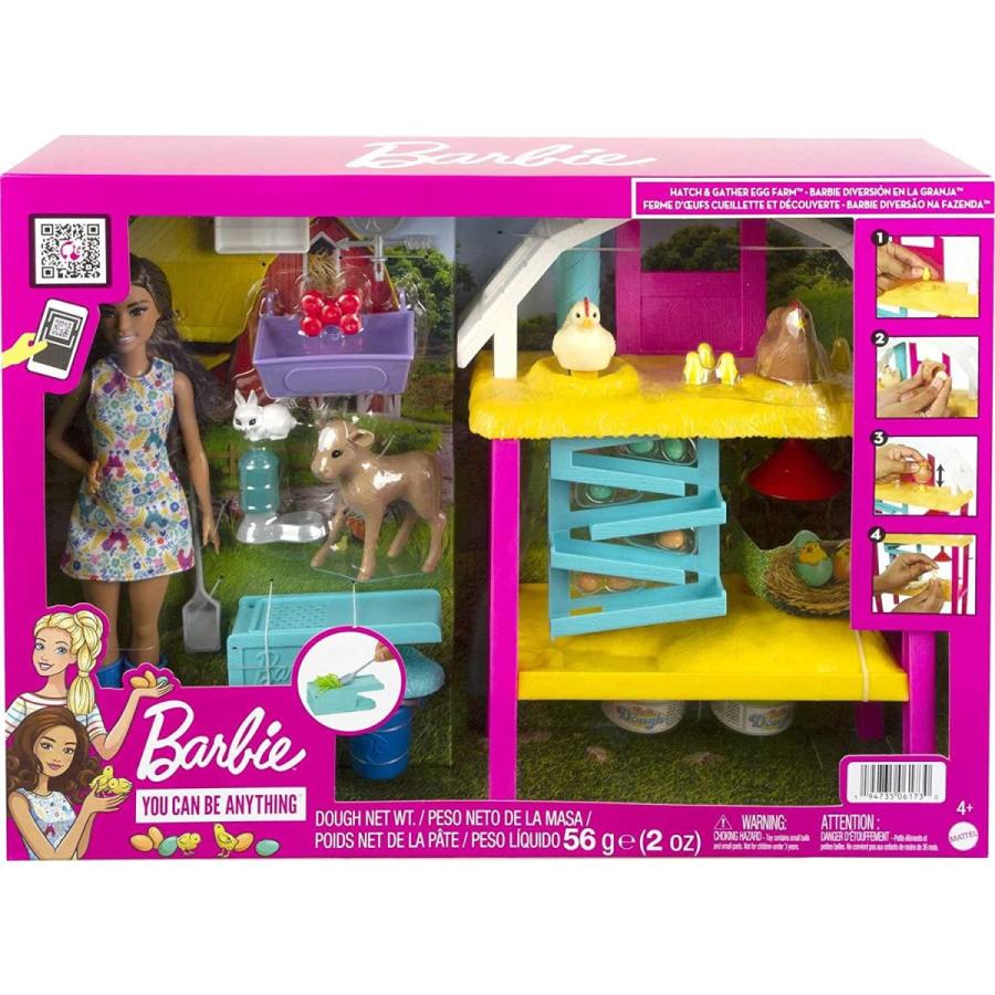 バービー バービー人形 HGY88 Barbie Doll and Playset with Coop, Animals, Dough, Molds and More, Hatchの画像