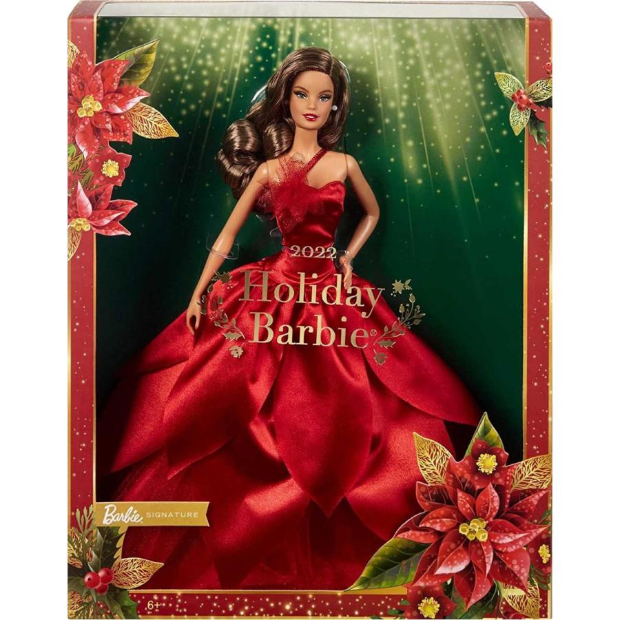 バービー バービー人形 HBY08 Barbie Signature 2022 Holiday Doll， Light-Brown Wavy Hair Wearing Red Po_5