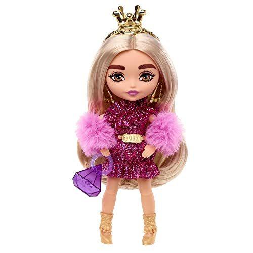 バービー バービー人形 HJK67 Barbie Extra Minis Doll & Accessories with Blonde Hair Wearing Shimmery