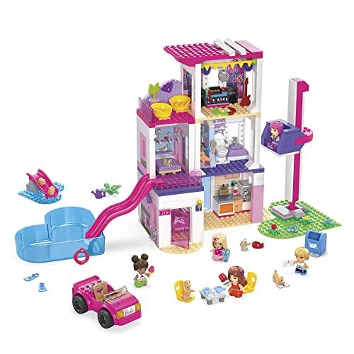 バービー バービー人形 HHM01 MEGA Barbie Color Reveal Building Toys Set， DreamHouse with 545 Pieces，