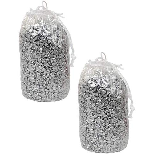 アクアリウム 水槽 置物 Set of 2 Bags of Silver Crushed Glass - Roughly 4lbs - Decorative Stones Perf