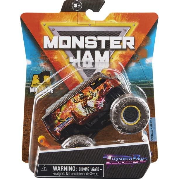 モンスタージャム モンスタートラック ミニカー MonsterJam Thunder Bus， 1:64 Scale Wheelie B