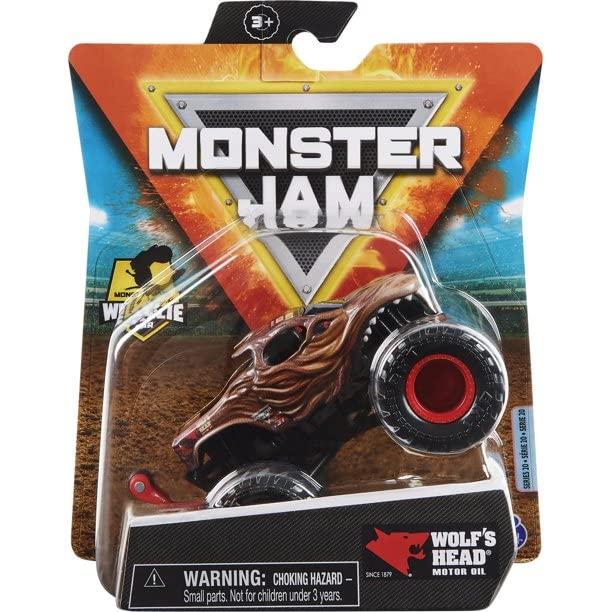 モンスタージャム モンスタートラック ミニカー MonsterJam Wolf's Head， 1:64 Scale Wheelie B