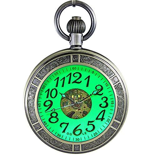 OFS-59-BR-001YG OGLE Waterproof Magnifier Skeleton Chain Silver Luminous Fob Self Winding Automatic Mechanica