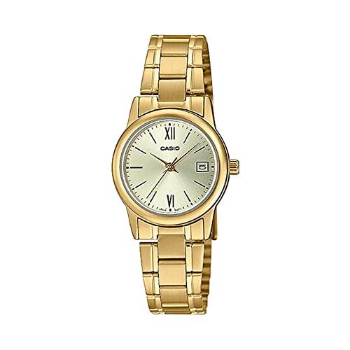 腕時計 カシオ レディース LTP-V002G-9B3 Casio LTP-V002G-9B3 Women's Gold Tone Stainless Steel Gold D