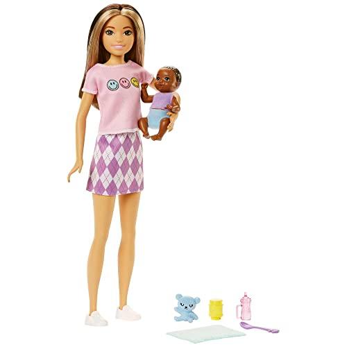 バービー バービー人形 HJY32 Barbie Dolls and Accessories, Skipper Doll (Two-Tone Hair) with Baby Fig