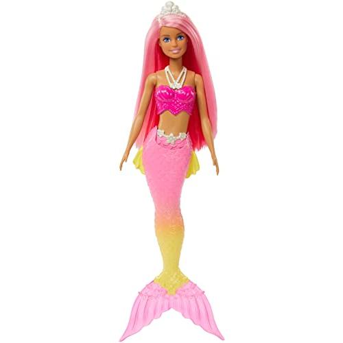バービー バービー人形 HGR11 Barbie Dreamtopia Mermaid Doll with Pink Hair， Pink & Yellow Ombre Tail
