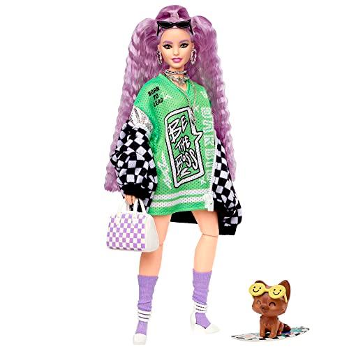 バービー バービー人形 HHN10 Barbie Extra Doll & Accessories with Crimped Lavendar Hair & Brown Eyes, の商品画像