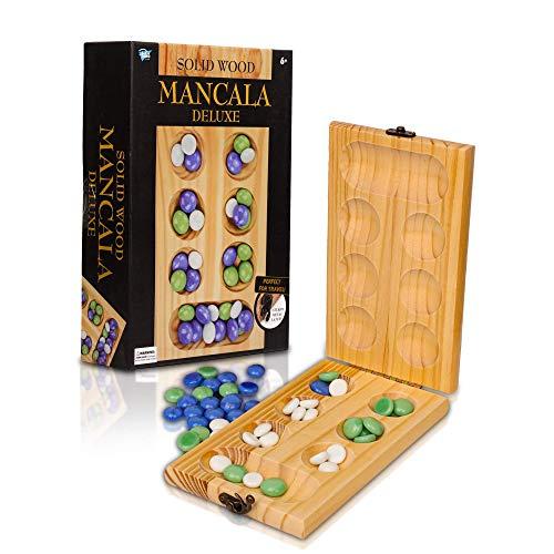ボードゲーム 英語 アメリカ Hi-Q Solid Wood Deluxe Mancala - Folding Board Game w Metal Latch and G