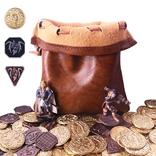 ボードゲーム 英語 アメリカ MFR_BH_DE_10265 Byhoo 70PCS Metal DND Coins \u0026 PU Leather Bag, Contains