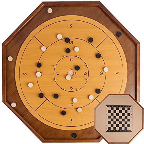 ボードゲーム 英語 アメリカ Crokinole and Checkers, 27-Inch Classic Crokinole Board Game with 22\" P"