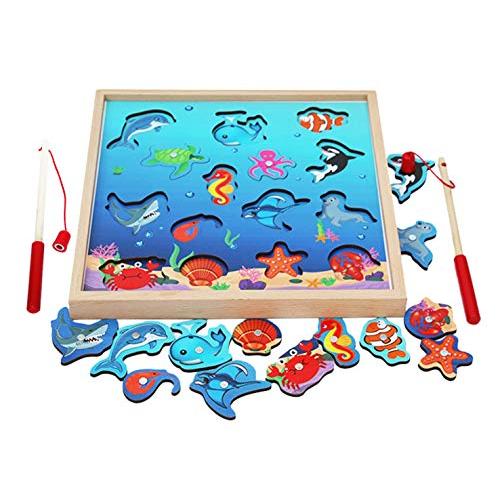 ジグソーパズル 海外製 アメリカ TW113 TOWO Wooden Fishing Game-Magnetic Fishing Puzzles with Numb