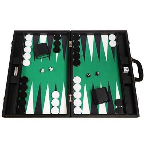 ボードゲーム 英語 アメリカ 9246931 19-inch Premium Backgammon Set - Large Size - Black Board, Gree