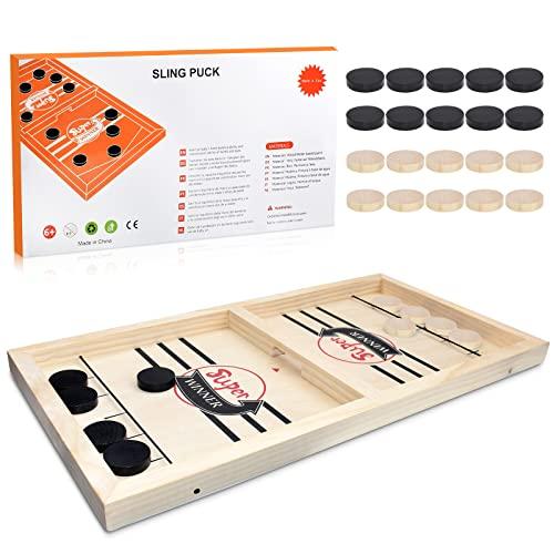 ボードゲーム 英語 アメリカ TTQ BAKAM Large Super Fast Sling Puck Game, Portable Table Hockey Game