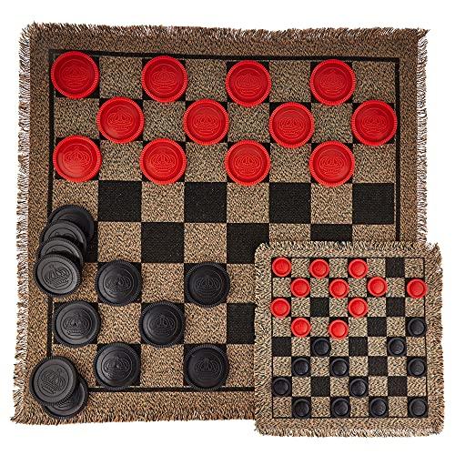 ボードゲーム 英語 アメリカ GGAM-504 Giant & Mini Checkers Rugs Bundle - 2 Reversible Checkerboard｜maniacs-shop
