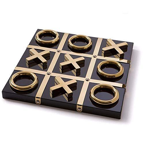 ボードゲーム 英語 アメリカ 3 LuxLand Home Modern Tic Tac Toe for Home Decoration, Gold and Black H