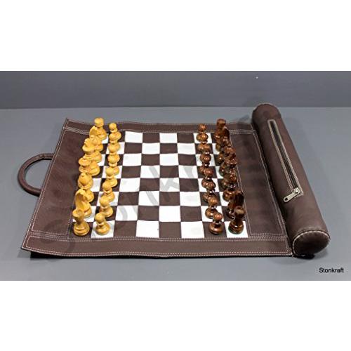 ボードゲーム 英語 アメリカ 006-Leather Chess Brown StonKraft - 19\" x 15\"" (Chess Board Size 12\"" x 1"