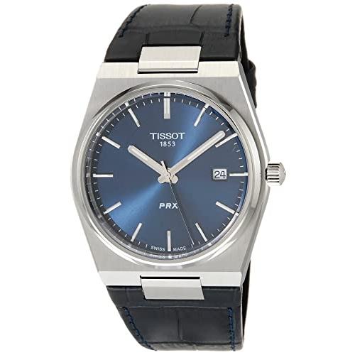 腕時計 ティソ メンズ T1374101604100 Tissot Mens PRX 316L Stainless Steel case Quartz Watch, Blue, Lea
