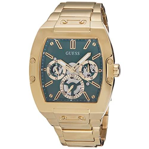 腕時計 ゲス GUESS GW0456G3 GUESS Mens 43mm Watch - Gold Tone Strap Green Dial Gold Tone Case
