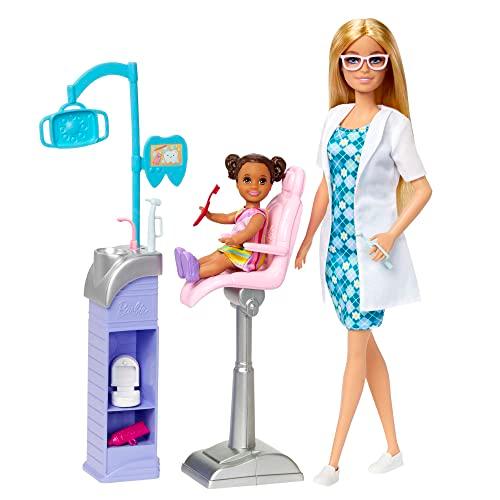 バービー バービー人形 HKT69 Barbie Careers Playset， Dentist Set with Blonde Fashion Doll & Patient S