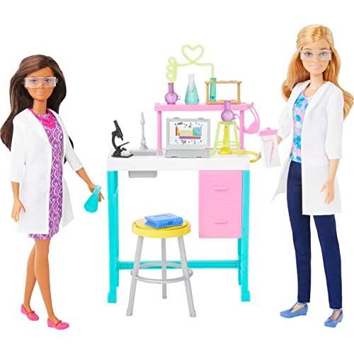 バービー バービー人形 HJY95 Barbie Careers Playset, Science Lab with 2 Scientist Fashion Dolls, Benc