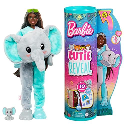 バービー バービー人形 HKP98 Barbie Cutie Reveal Fashion Doll， Jungle Series Elephant Plush Costume，