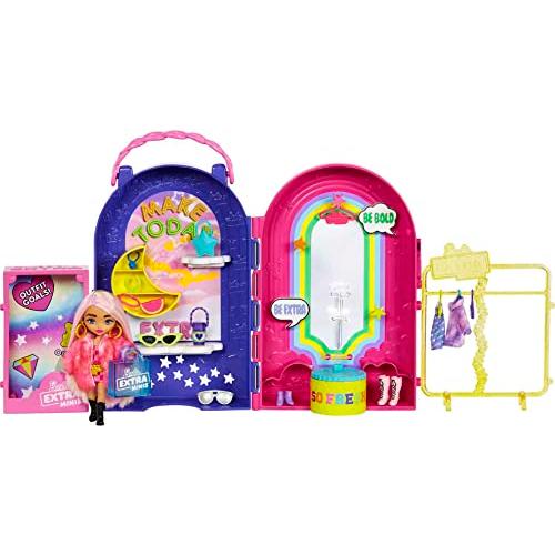 バービー バービー人形 HHN15 Barbie Extra Minis Doll & Fashion Playset with 15+ Pieces， Boutique with
