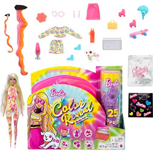 バービー バービー人形 HCD26 ?Barbie Toys, Color Reveal Doll, Totally Neon Fashions with Yellow-Str