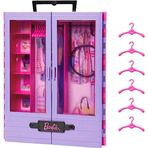 バービー バービー人形 HPG59 Barbie Closet with 6 Hangars, Accessory Features Translucent Doors, Rack