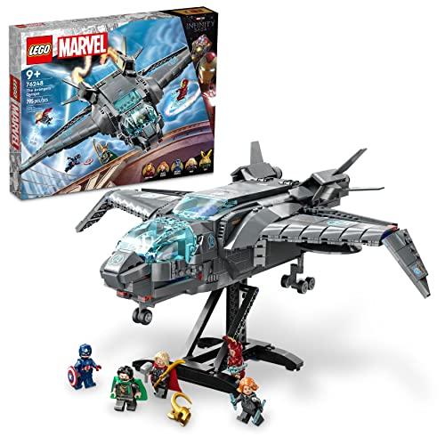レゴ 6427728 LEGO Marvel The Avengers Quinjet 76248， Spaceship Building Toy Set with Thor， Iron Man， Black W