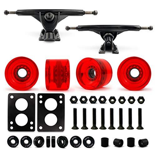 ウィール タイヤ スケボー 70combo-L-bkcrd VJ Skateboard Longboard Truck and Wheel, 70mm Long Board W