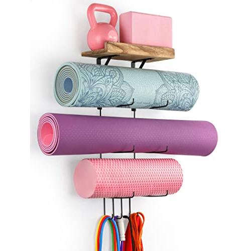 ヨガブロック フィットネス VINAEMO Yoga Mat Holder Accessories Wall Mount Organizer Storage Decor F