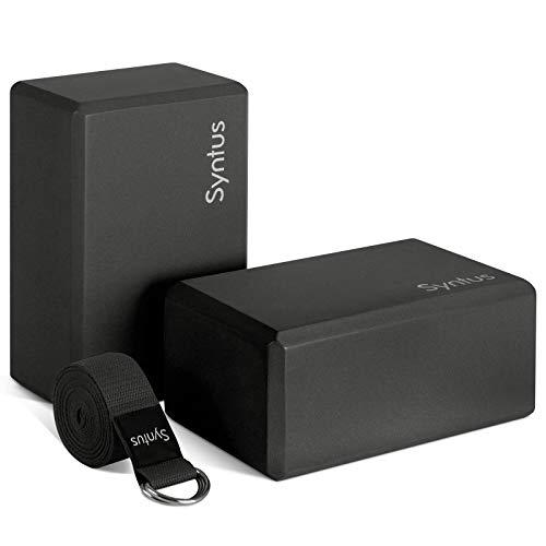 ヨガブロック フィットネス Syntus Yoga Block and Strap Set, 2 EVA Foam Soft Non-Slip Blocks 9×6×4