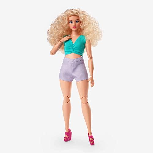 バービー バービー人形 HJW83 Barbie Looks Fashion Doll with Curly Blonde Hair Dressed in Ruched Crop