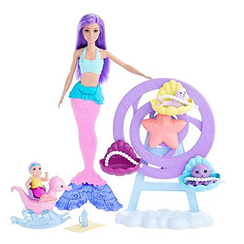 バービー バービー人形 HLC30 Barbie Mermaid Doll with Purple Hair， Mermaid Toys， Nurturing Barbie Pla