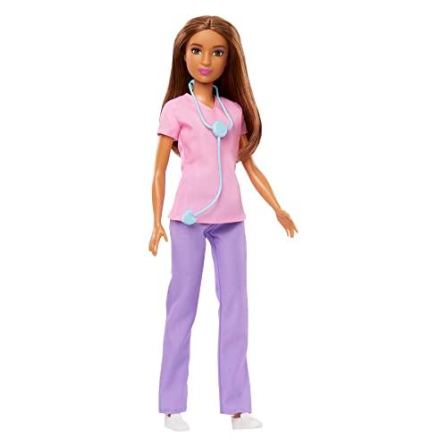 バービー バービー人形 HBW990 Barbie Professional Doctor Fashion Doll with Pink Top & Purple Pants， W
