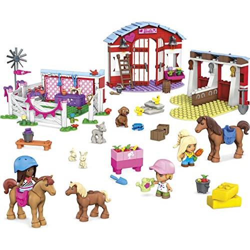 Barbie - バービー バービーあやつり人形 HDJ87 MEGA Pets Horse Toy Building Set with 3 Micro-Dolls and Accessori おもちゃ-ゲーム、おもちゃ